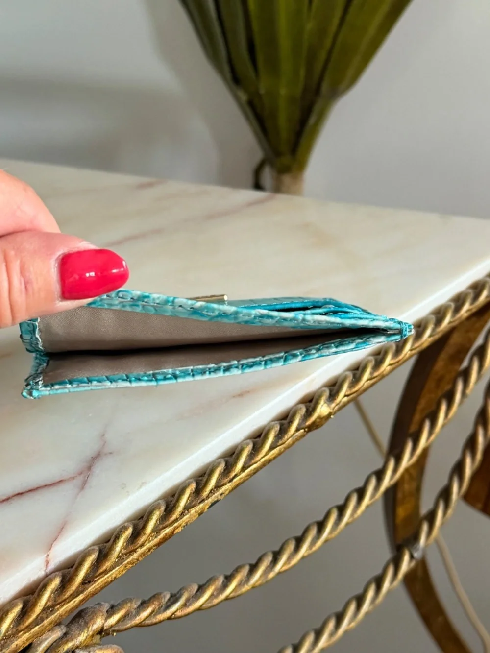 🩵🩵 Brahmin Dusty Blue Cheryl Small Slim CC ID Pocket Wallet Preowned 🩵🩵